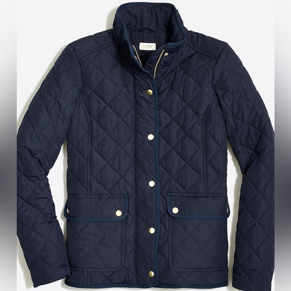 J. Crew Blue Quilted Puffer Barn Jacket
